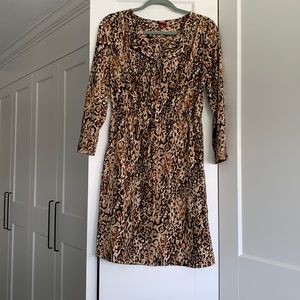 Merona Tie Waist Dress, Leopard Print, size M